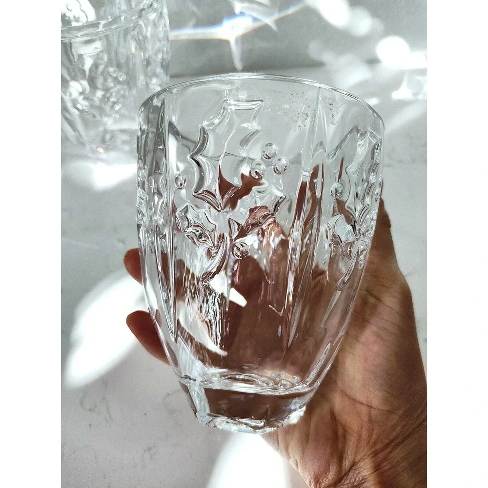 Holiday Ornament Holly‎ Leaves & Berries Design Crystal Lead Cup